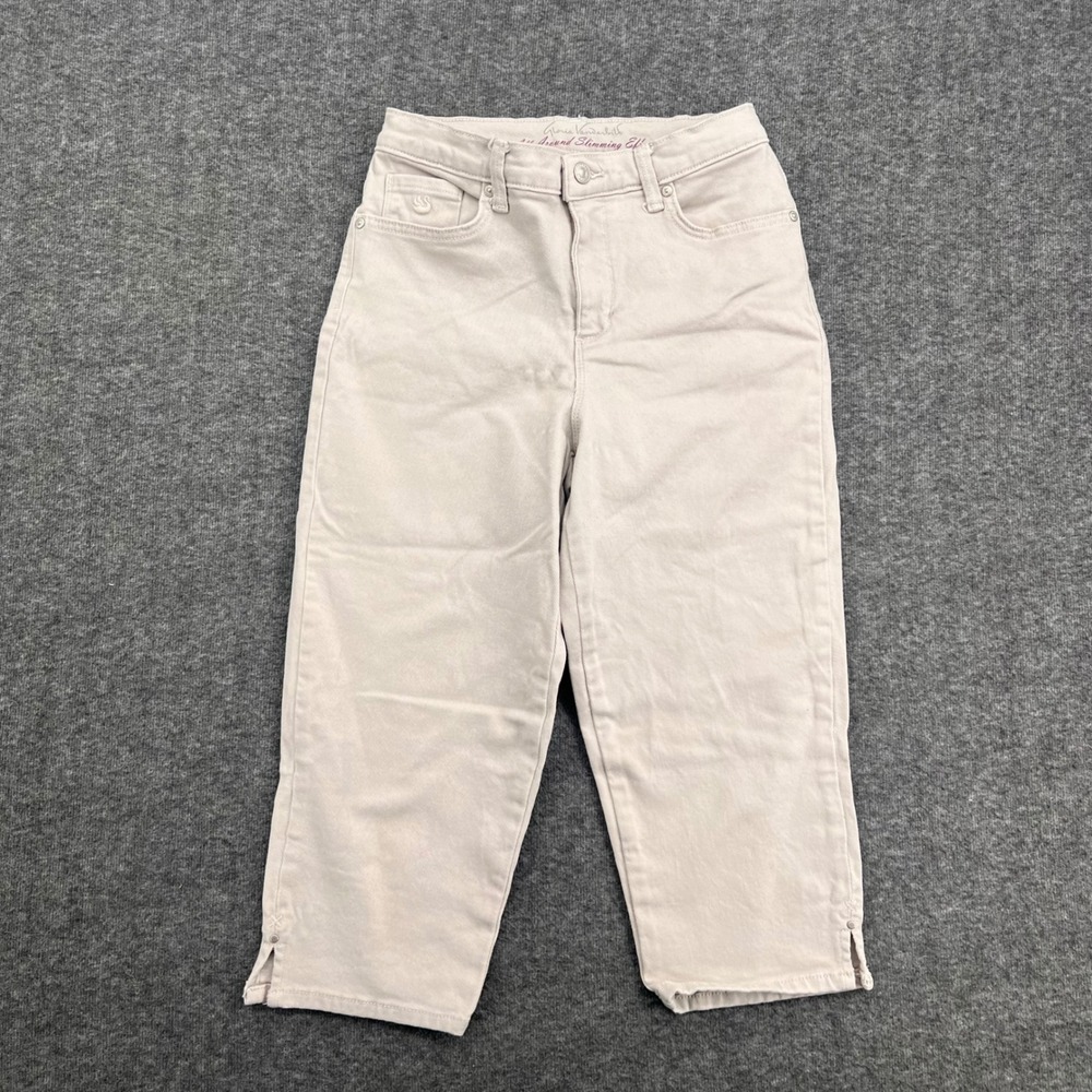 Gloria Vanderbilt Amanda Slimming‎ Effect Cropped Pants Khaki Stone Women 6P